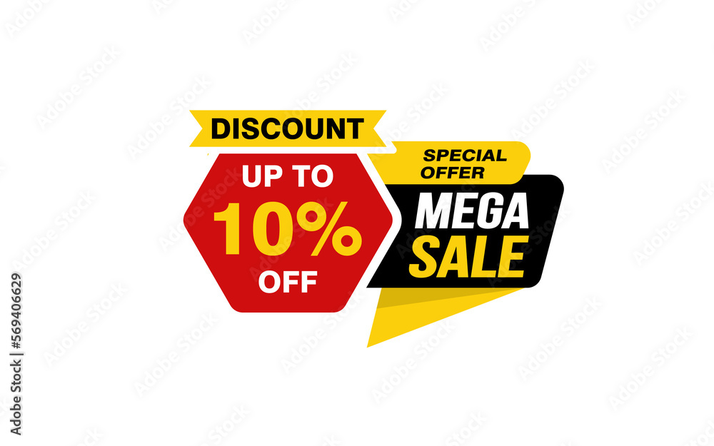 10 Percent MEGA SALE offer, clearance, promotion banner layout with sticker style. 10 Percent MEGA SALE offer, clearance, promotion banner layout with sticker style.