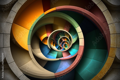 Spiral Multicolor Staircase Interior Generative Ai