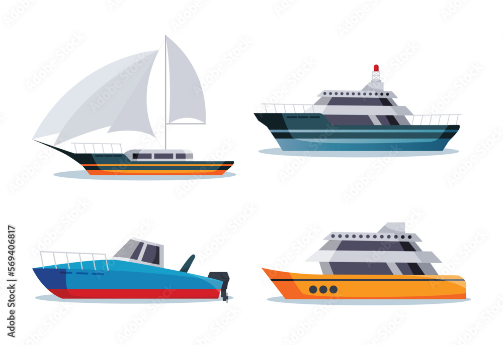sea ships isolated in flat style vector illustration sea ships isolated in flat style vector illustration