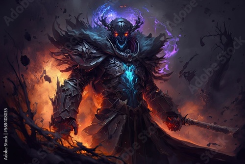 A powerful lord of death, who can heal allies and damage enemies with his abilities, and can reduce the damage of enemy attacks with his Aphotic Shield. Digital art painting, Fantasy art, Wallpaper © FantasyArtStation