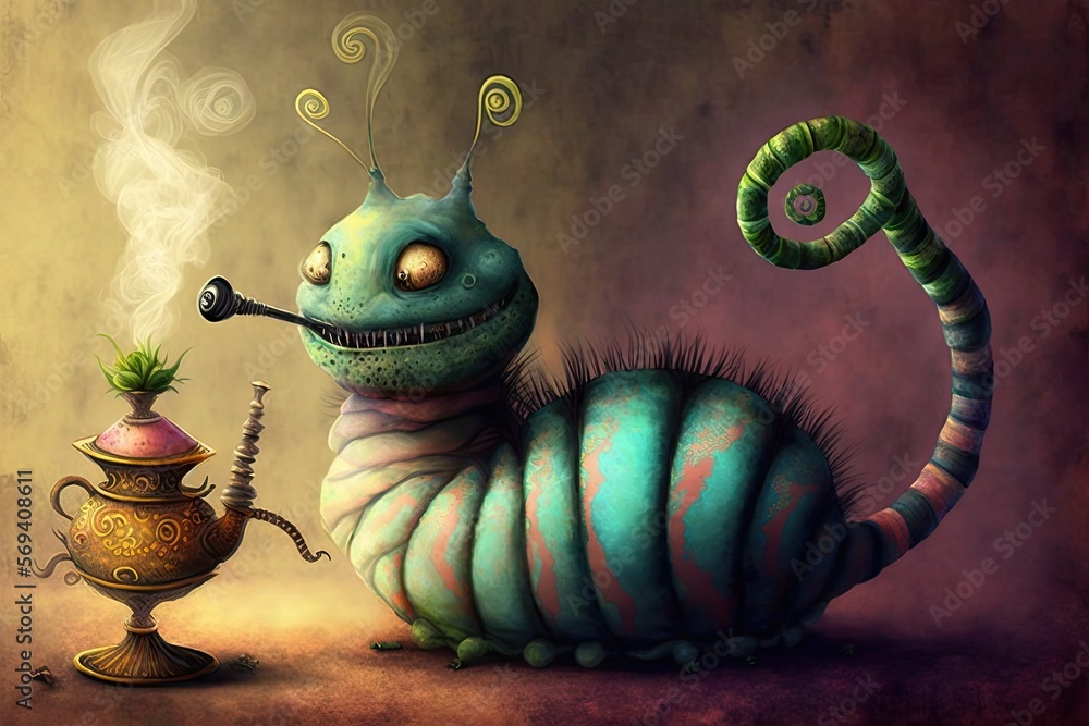 Alice In Wonderland Caterpillar Smoking Hookah Wallpaper