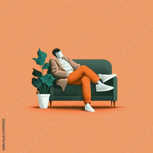 Relaxed person, minimalist style