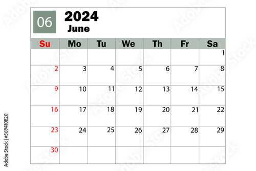 July 2024 calendar. Diary calendar. Daily planner. Vector illustration.