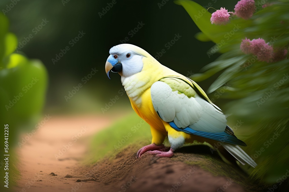 beautiful macaw parrot portrait, bird in the garden. Stock Illustration ... - Macaw Parrot Space Design Ideas