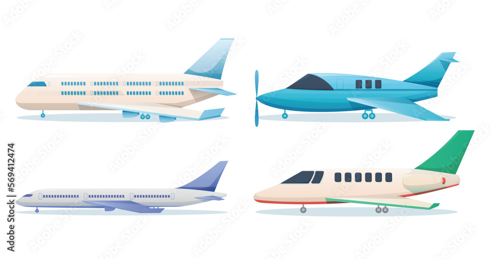 Airplane aircraft vehicle isolated vector illustration	

