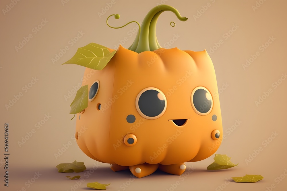 Obraz premium cute pumpkin character created using AI Generative Technology