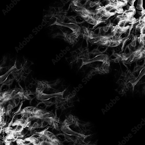 White Smoke Fog Abstract in black background 
