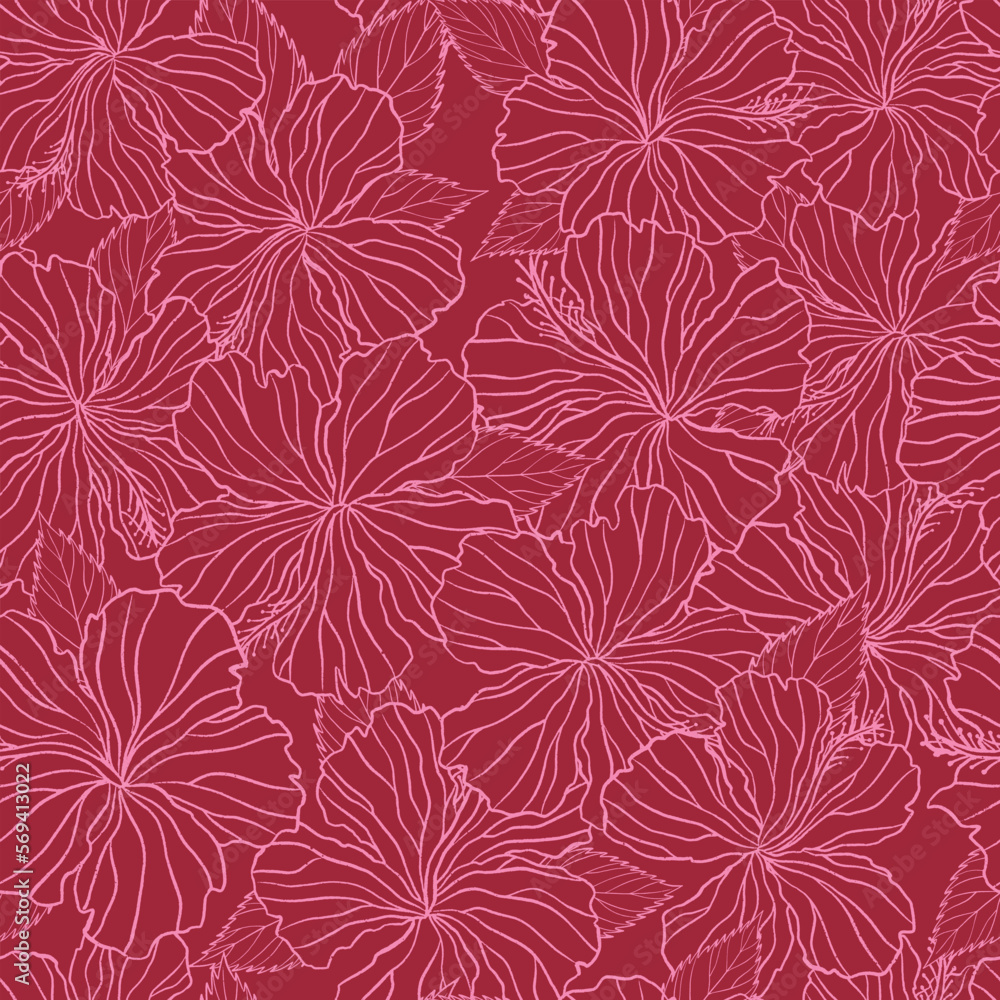 Hibiscus flower seamless pattern. Vector illustration Batik floral design background. Hibiscus flower seamless pattern. Vector illustration Batik floral design background.