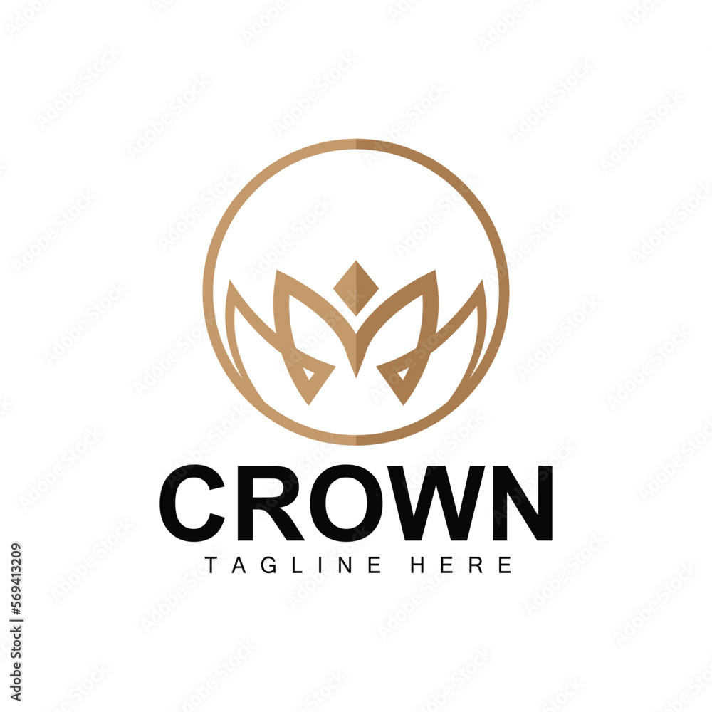 Obraz premium Crown Logo, Royal Design, Throne Holder King And Queen, Vector Icon Brand Product Template Simple Template