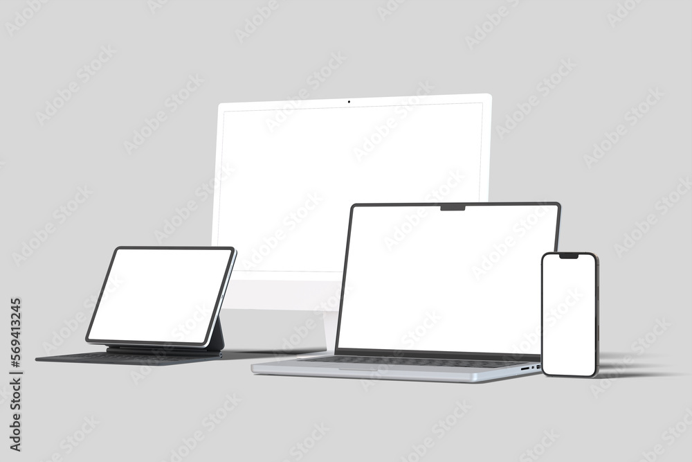 Responsive Devices Mockup blank : Monitor, tablet, phone, laptop Responsive Devices Mockup blank : Monitor, tablet, phone, laptop