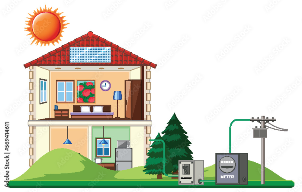 Solar energy with house and solar cell