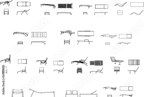 Vector illustration sketch of a chaise longue for relaxing on the beach