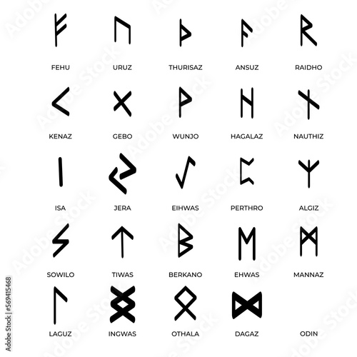 Runes with a name, black inscription on white background