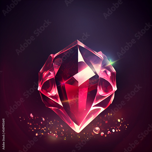 diamond on red background generative ai