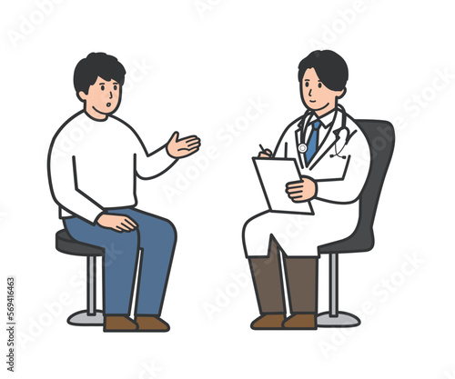 医者に説明する男性