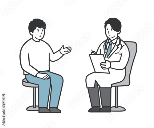 医者に説明する男性