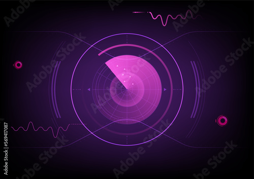 Futuristic virtual graphic touch user interface. Abstract technical background with circles, sparkles, and stripes. Vector background for the design of interfaces. 