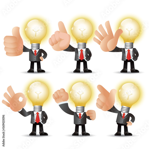 People Set - Business - Big hand. Bulb man