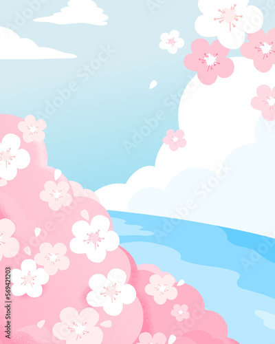 Emotional spring scenery Background illustration
