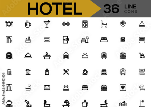hotel icon set design 