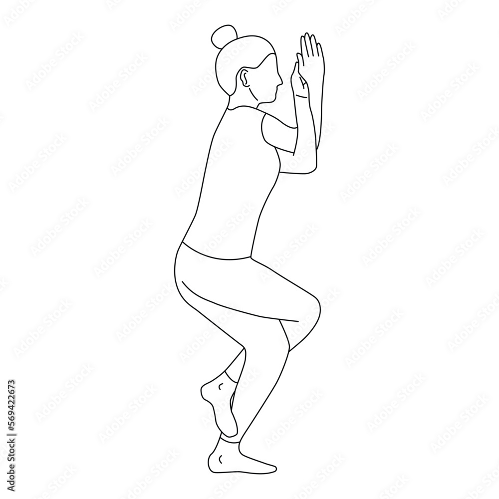 Line art of woman doing Yoga in eagle pose vector. Line art of woman doing Yoga in eagle pose vector.