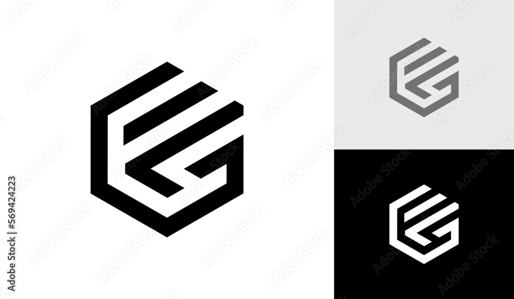 Letter GF initial hexagon monogram logo design vector Letter GF initial hexagon monogram logo design vector