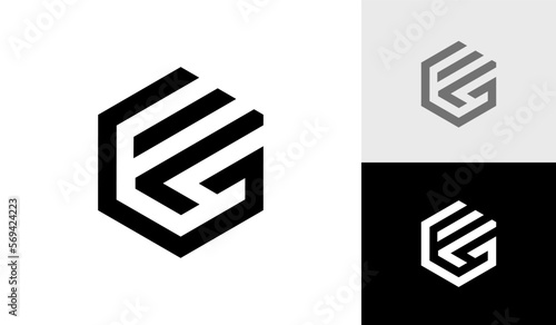 Letter GF initial hexagon monogram logo design vector