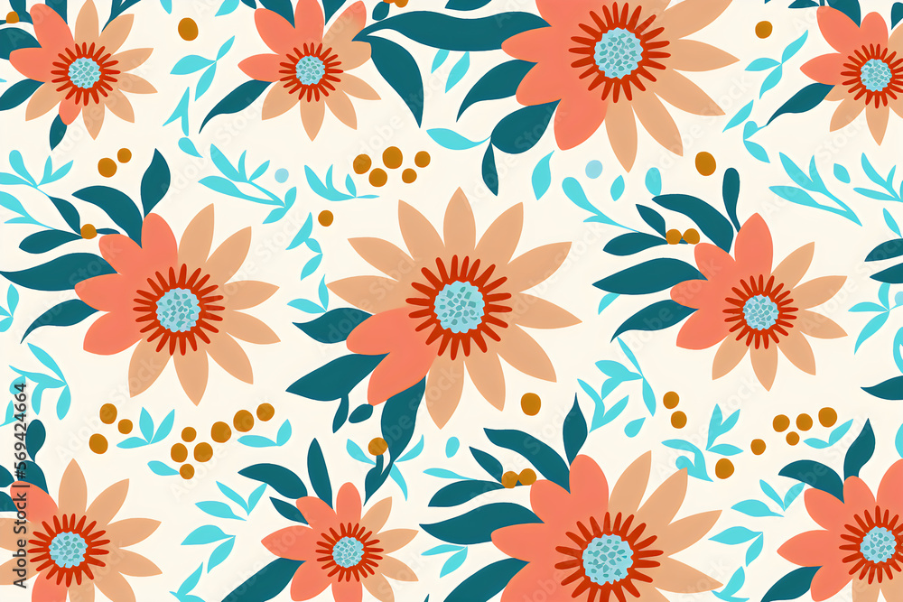 Boho Chic Flower Minimalist Pattern, Generative AI Boho Chic Flower Minimalist Pattern, Generative AI