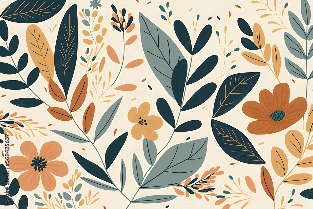 Boho Chic Flower Pattern ,Generative AI Boho Chic Flower Pattern ,Generative AI