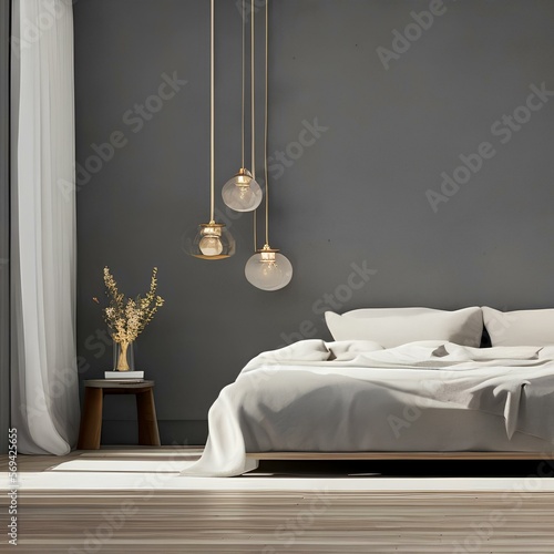 Minimalist minimalist scandinavian bedroom3, Generative AI