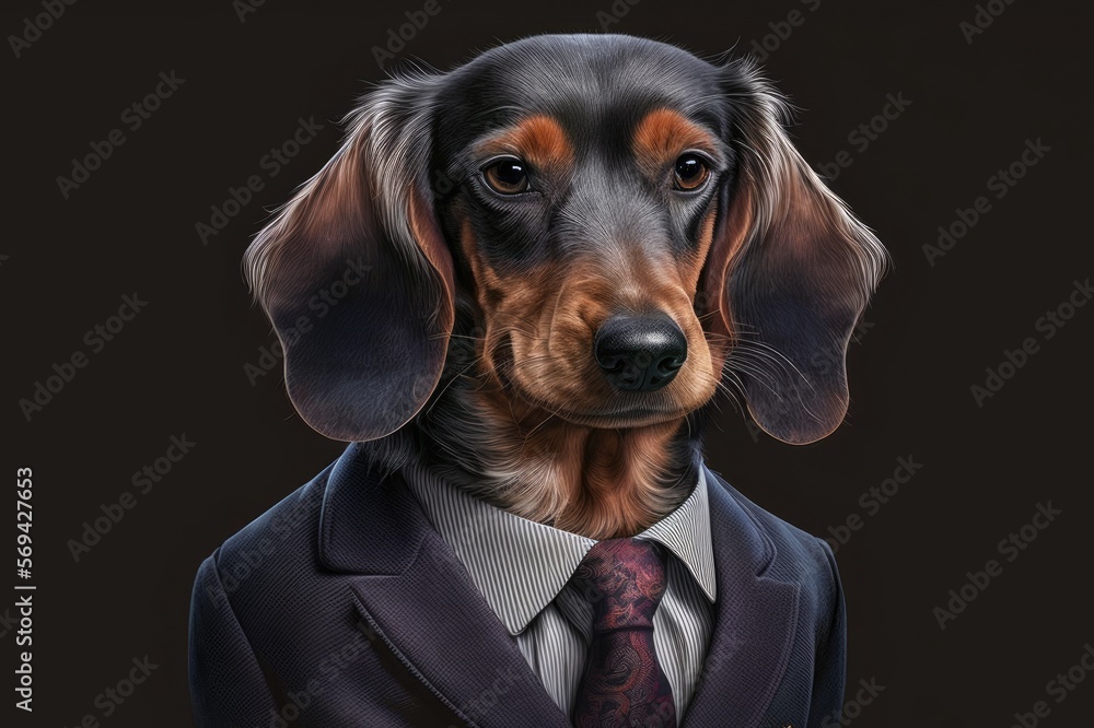 Portrait of a Dachshund dog dressed in a formal business suit ...