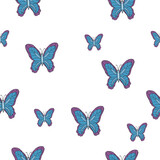 butterflies on white background seamless pattern