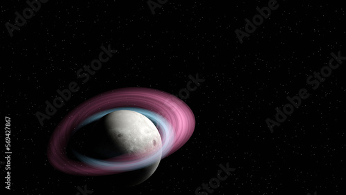 Double layer of planetary rings with star field in background (3D Rendering)