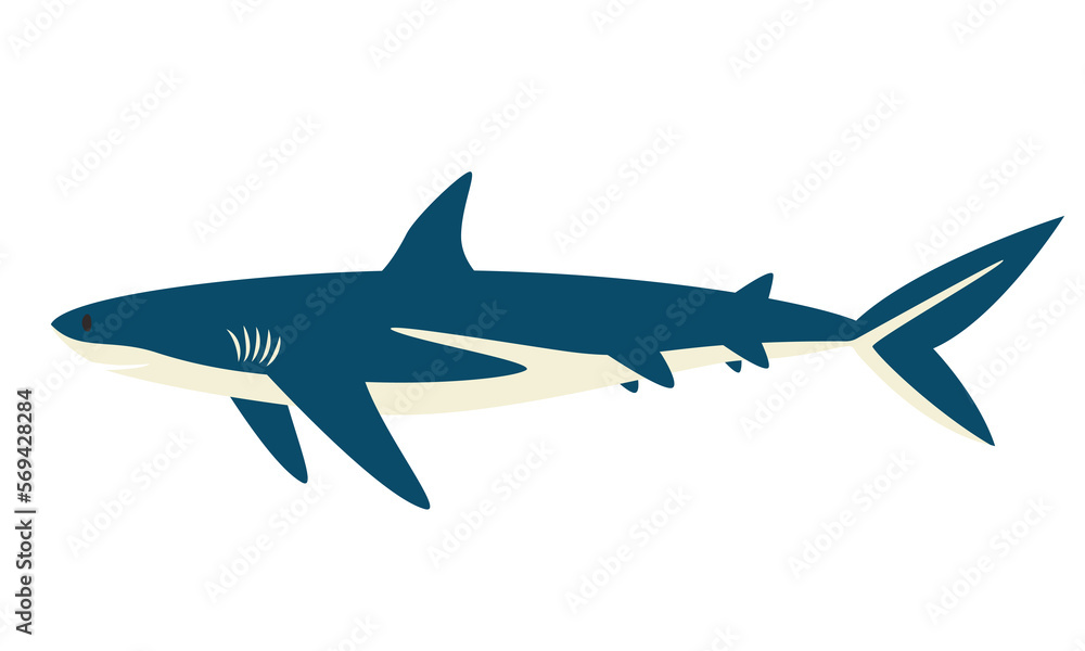 Great white shark side view. Sea inhabitant in flat style. Great white shark side view. Sea inhabitant in flat style.