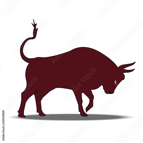 Crimson bullfight icon on a white background.
Fierce. Brutal. Drawing vector illustration