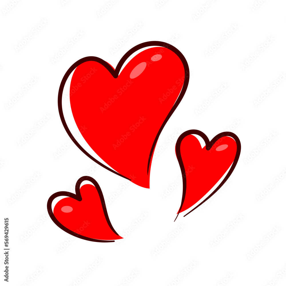Three hearts symbol, Valentine's Day Hearts symbol, isolated on a white background. Three hearts symbol, Valentine's Day Hearts symbol, isolated on a white background.