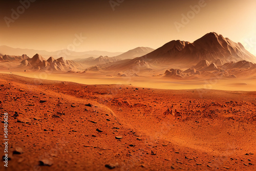 Wallpaper background of mars landscape. Generative AI photo