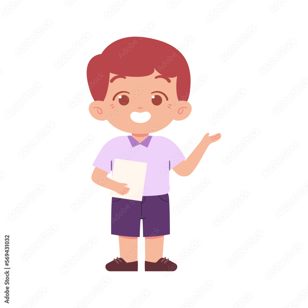Little Boy character. Elementary School Kids Wearing Uniform Illustration