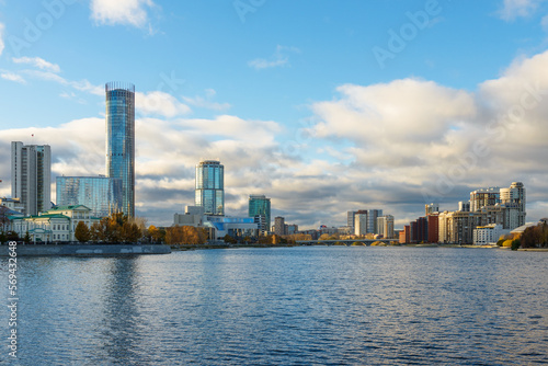 View of quay wharf embankment Yekaterinburg City.