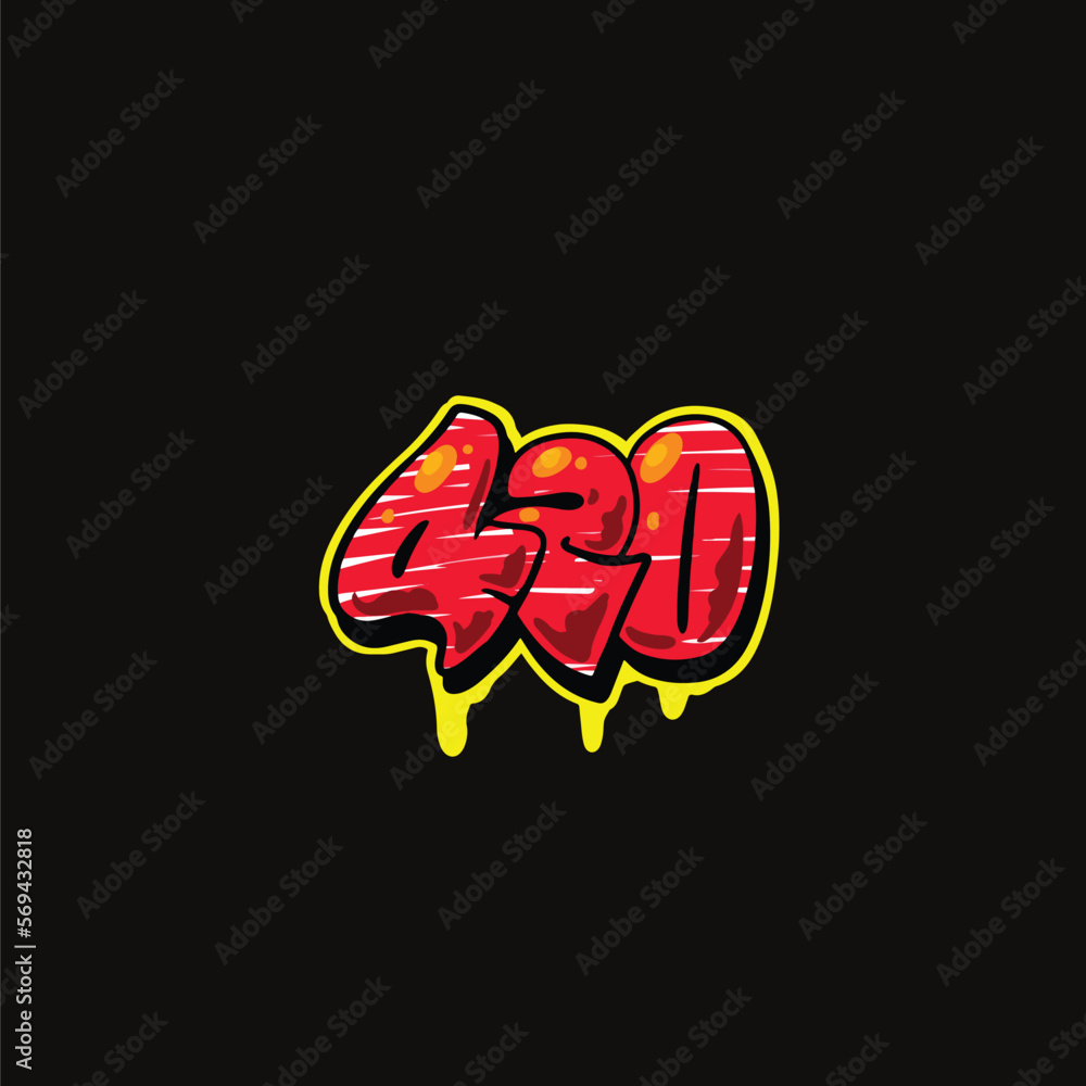 420 vector graffiti font word street art weed vector tagging Stock