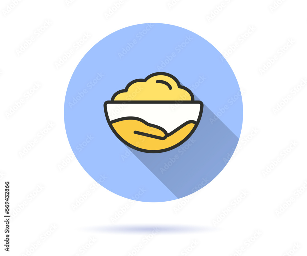 Baby porridge icon with long shadow for graphic and web design. Baby porridge icon with long shadow for graphic and web design.