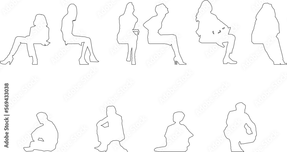 Vector sketch of a sitting silhouette of a person