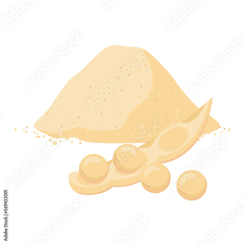 Vector illustration of soybeans and soybean flour.