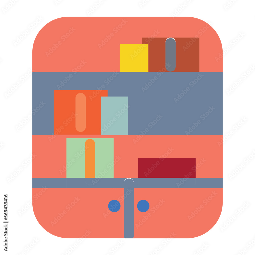 Bookshelf Flat Icon Bookshelf Flat Icon