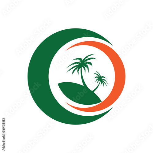 Palm tree summer logo and symbol template vector design © evandri237@gmail