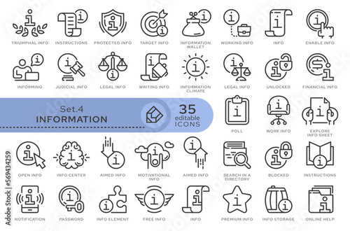 Set of conceptual icons. Vector icons in flat linear style for web sites, applications and other graphic resources. Set from the series - Information and Instruction. Editable outline icon.	

