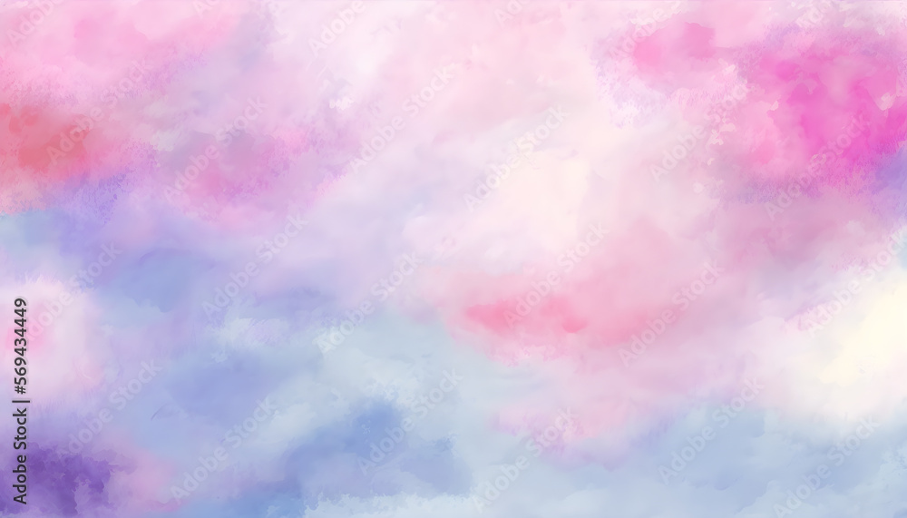 Pink Light-Blue Lavender Abstract Watercolor Background with Sky Texture Effect