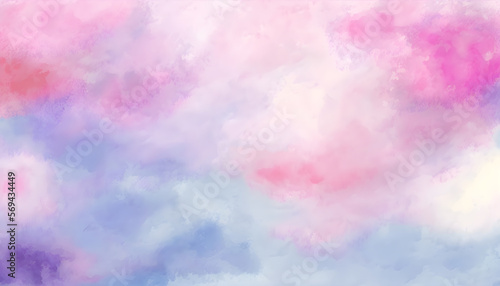 Pink Light-Blue Lavender Abstract Watercolor Background with Sky Texture Effect