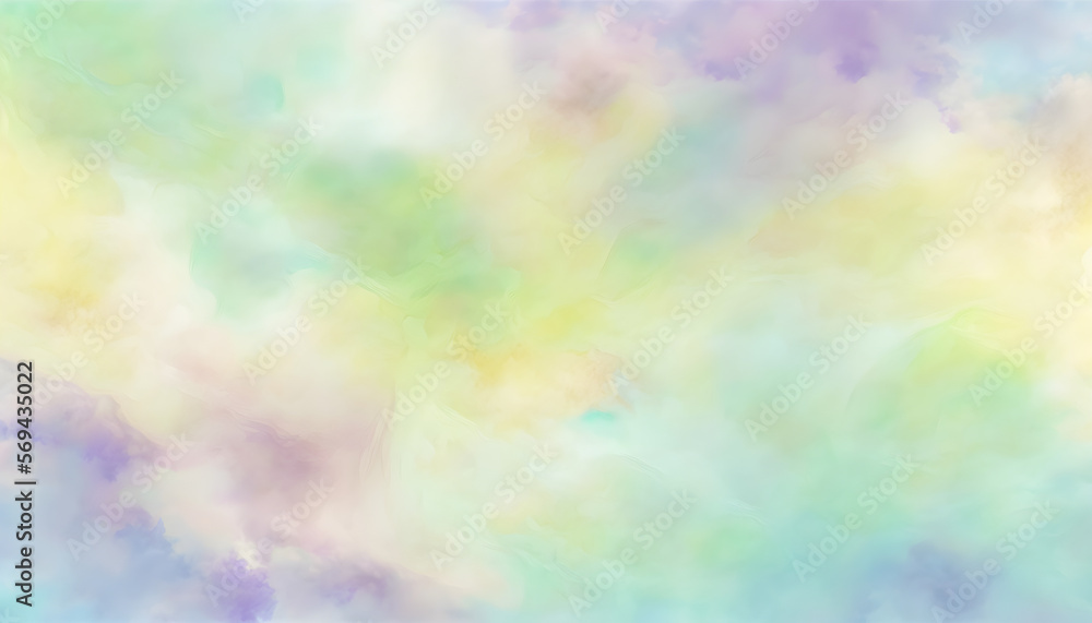 Yellow Light-Green Light-Blue Lavender Abstract Watercolor Background with Sky Texture Effect