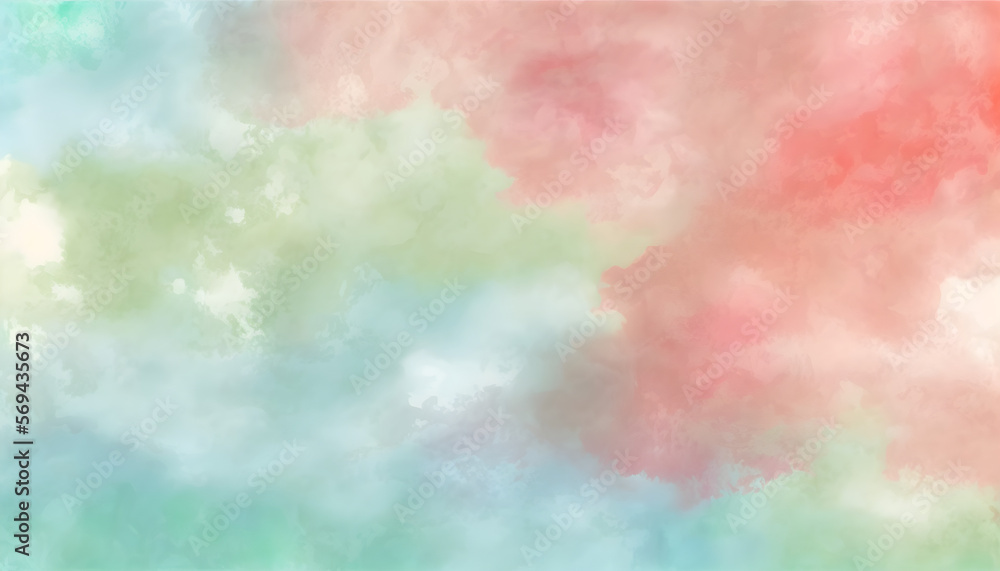Light-Blue Light-Red Light-Green Abstract Watercolor Background with Sky Texture Effect